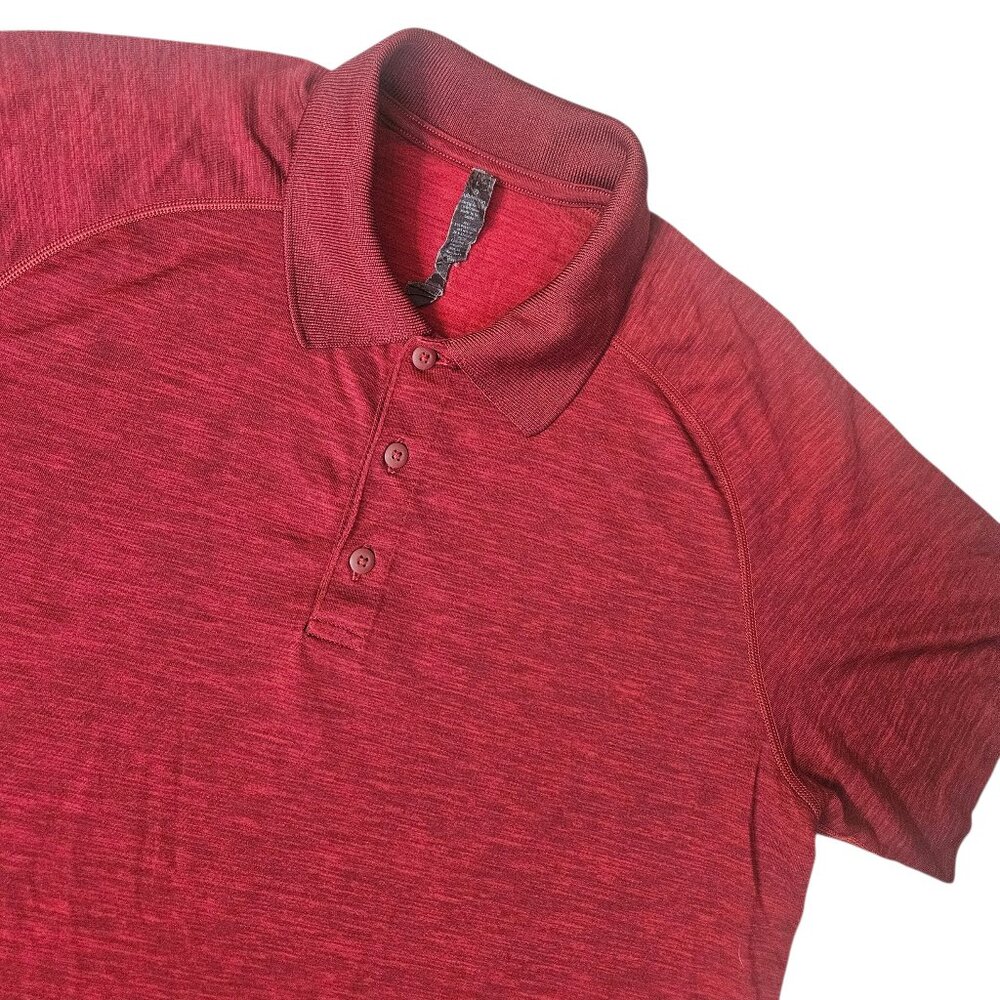 Lululemon Metal Vent Tech Polo Men's Large Red Short Sleeve Performance Shirt